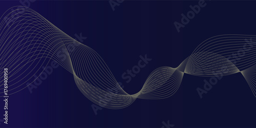 Abstract glowing wave lines on dark blue background. Dynamic wave pattern. Modern flowing wavy lines. Futuristic technology concept. eps 10