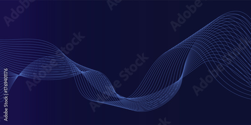 Abstract glowing wave lines on dark blue background. Dynamic wave pattern. Modern flowing wavy lines. Futuristic technology concept. eps 10