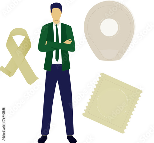 The man is showing aids education