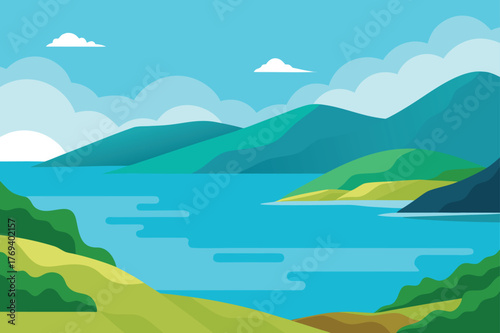 serene sea bay nature landscape background