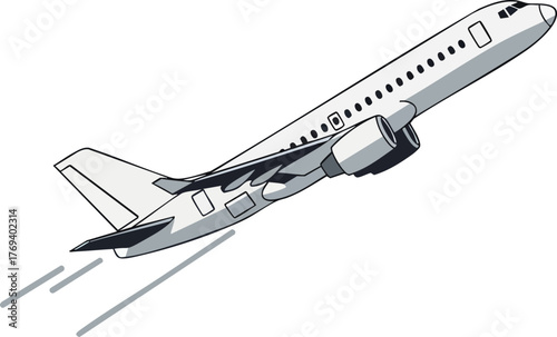 Airplane Taking Off isolated on white backround