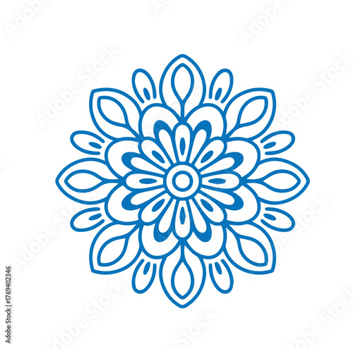 Royal blue flower radiates delicate petals forming a beautiful circular blossom shape isolated