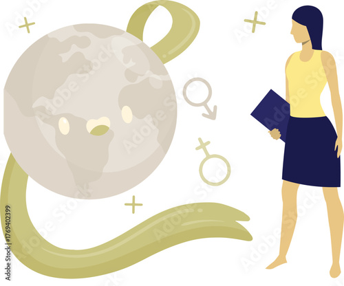 Woman is looking at gender sign