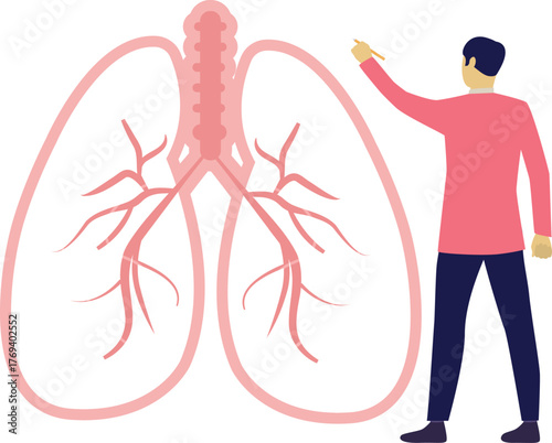 A boy is telling about lungs vein