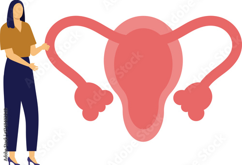 Girl is pointing  human uterus