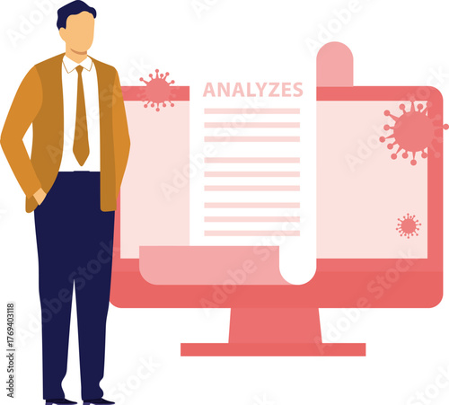 Male doctor  analysis virus report