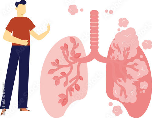 Man is having lungs problem