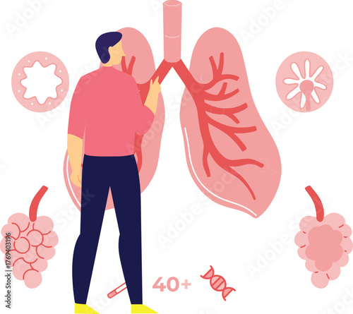 Man is pointing lungs cancer