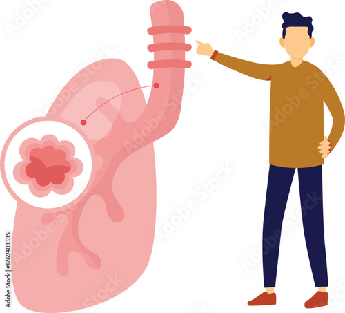 The boy is explaining about infection in lungs