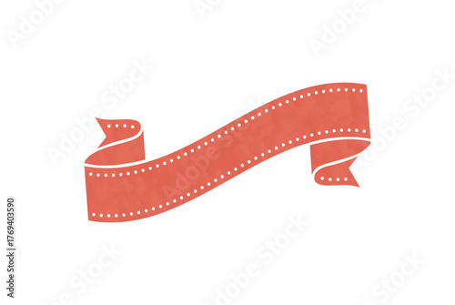 Red ribbon banner illustration with elegant curved design