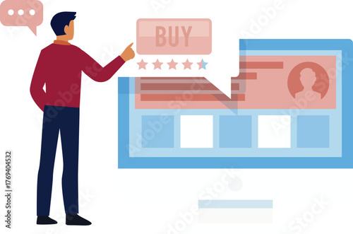 The boy is pointing buying star rating