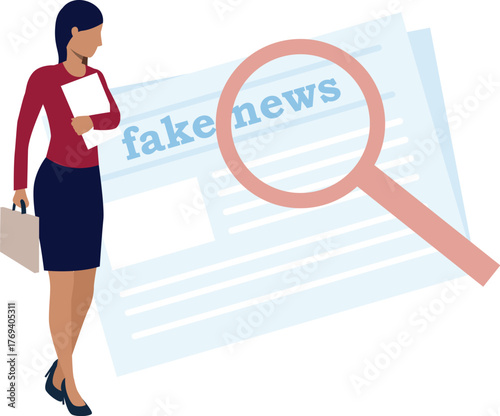 The female is working about fake news