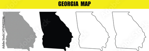 Hand made Georgia state map collection vector illustration in different styles for infographic and design projects Transparent PNG