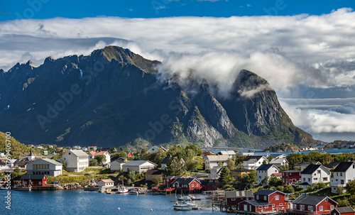 Wallpaper Mural Amazing landscape town of Reine of the Lofoten Islands with blue sky , county of Nordland, Norway. Torontodigital.ca