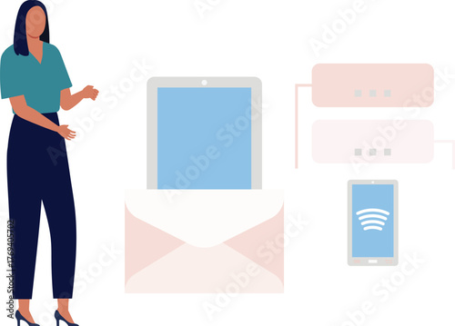 The girl is sending Email on mobile