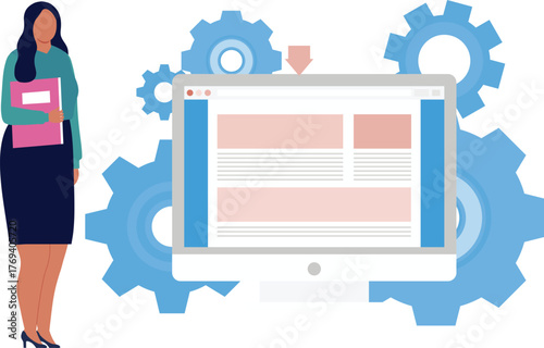 The girl is setting webpage management