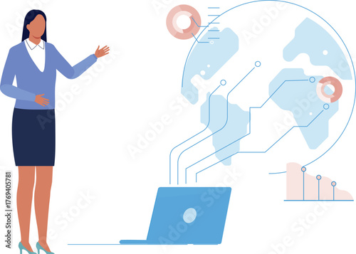 The girl is showing technical specialist