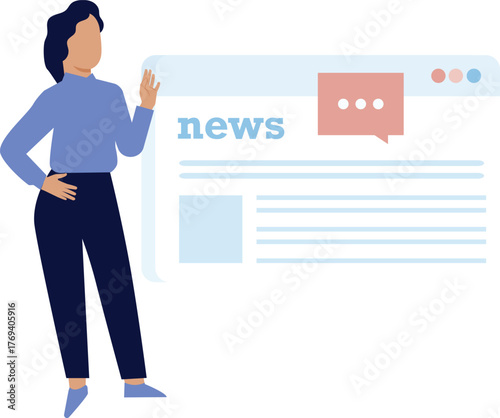 The girl is talking about news domain