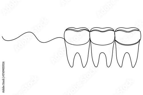 Dental tooth icon simple one line art design isolated on white background
