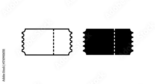Two simple ticket icons one black one white outline