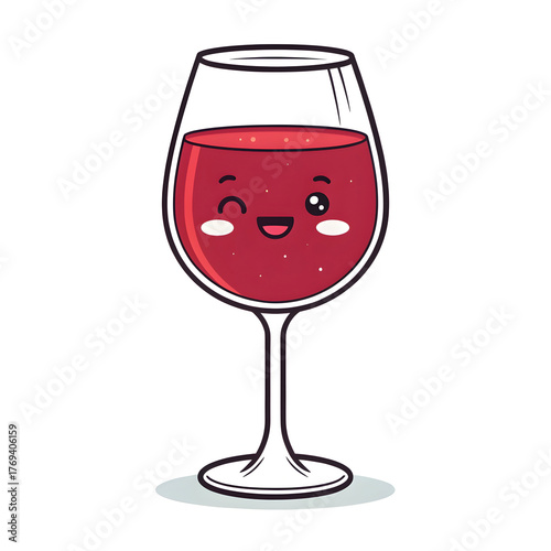 Wine glass in emoji style, isolated on white background, representing celebration, elegance, and social gatherings