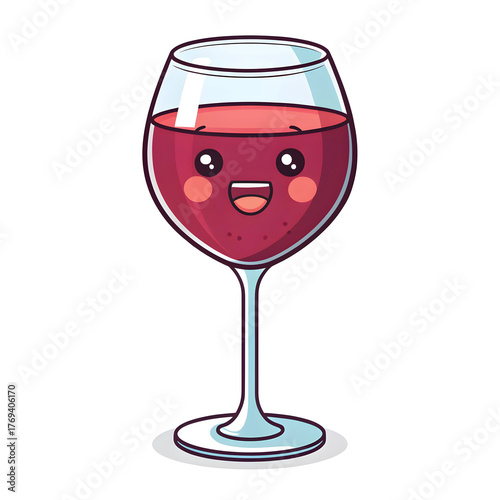 Wine glass in emoji style, isolated on white background, representing celebration, elegance, and social gatherings
