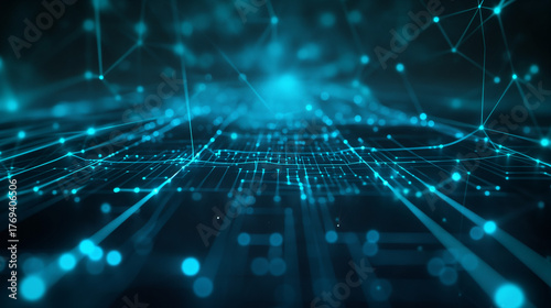 Digital Matrix of the Future: The image showcases a network of interconnected digital nodes and pathways, a visual representation of futuristic technology.