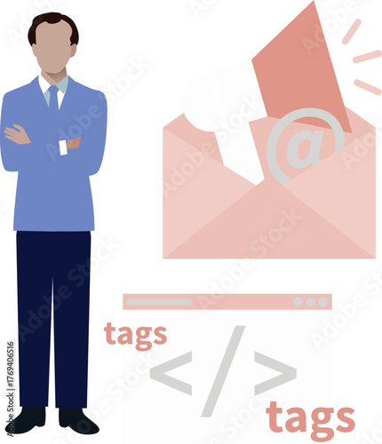 The man is showing Email marketing