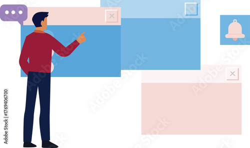 The man is talking about web advertising