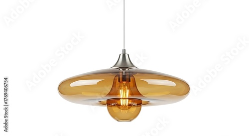 Retro Amber Glass Pendant Light Fixture with Vintage Edison Bulb.