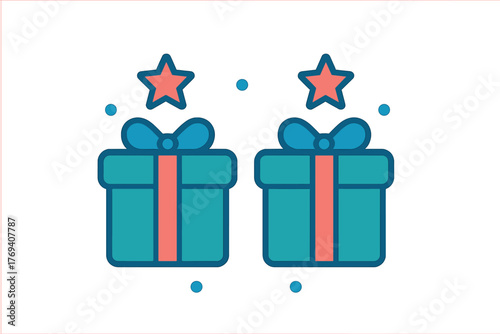 Two festive gift boxes with bows and stars symbolizing celebration and rewards