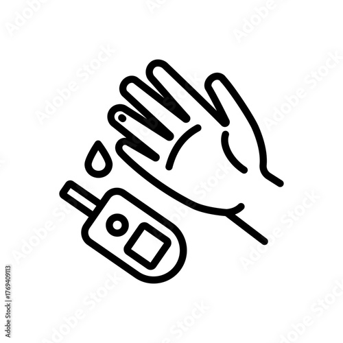 Glucometer, equipment for blood glucose monitoring. Diabetes testing outline icon. Glucometer pharmacy symbol, logo illustration.