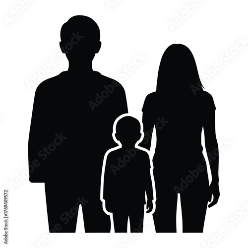 Family of Three Silhouette Vector | Parents and Child, Nuclear Family Icon