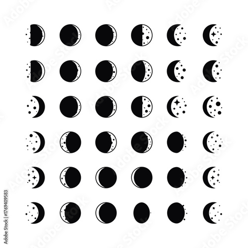 Collection of moon phases
