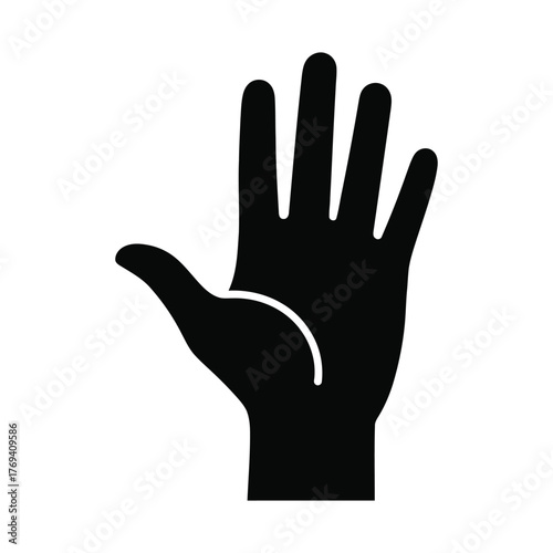 Open Hand Silhouette Vector Icon | Stop Sign, High Five, and Hello Gesture Symbol