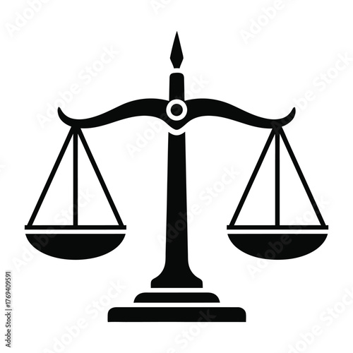 Scales of Justice Silhouette Vector Icon | Law, Balance, Equality, and Legal System Symbol