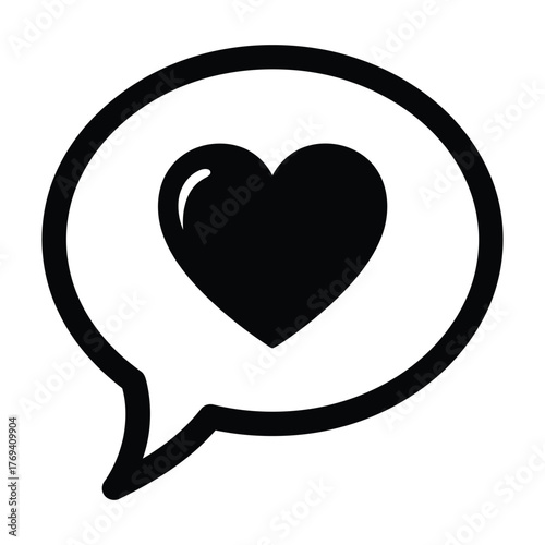 Love Message Speech Bubble with Heart Icon Vector | Social Media Like Notification