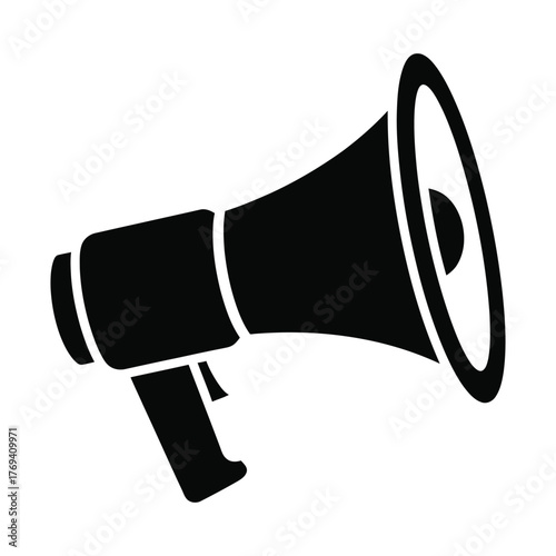 Megaphone or Loudspeaker Black Silhouette Vector | Announcement, Marketing, Public Speaking Icon
