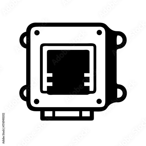 Black and white illustration of an electrical junction box
