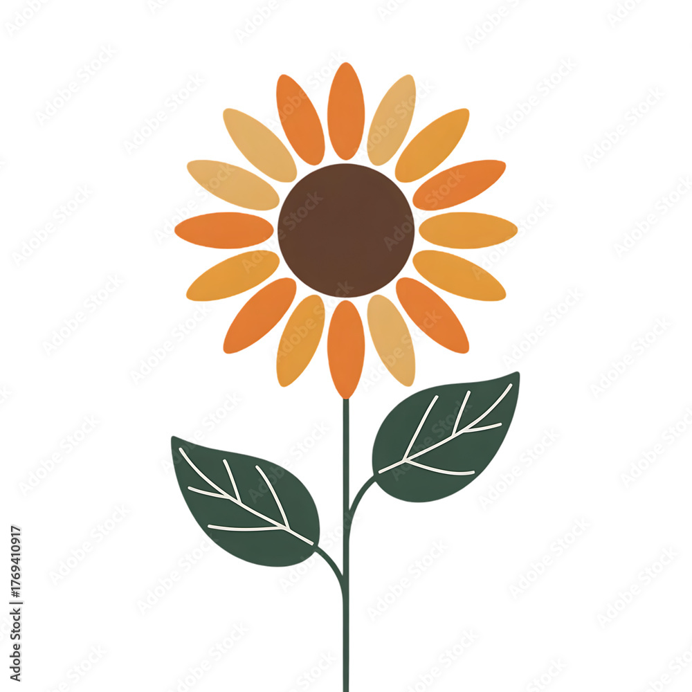 Fototapeta premium Cheerful sunflower illustration for autumn designs, evoking warmth and joy for branding, invitations, and social media, a vibrant touch of nature