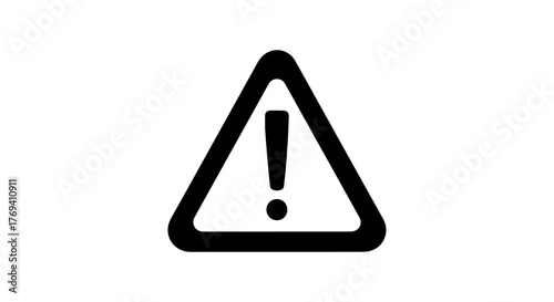 Black and white warning sign with exclamation mark inside a triangle