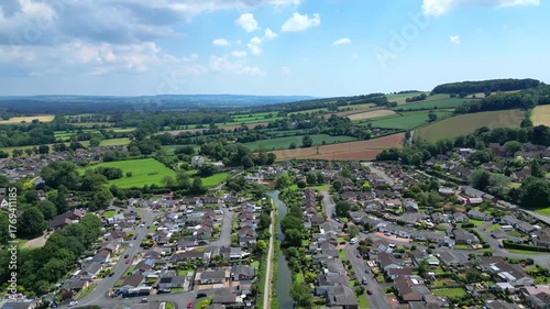 Tiverton, Devon, England: DRONE VIEWS: The Grand Western Canal winds through a suburb: it is a popular tourist attraction. Tiverton is the commercial and administrative centre for mid-Devon (Clip 2).