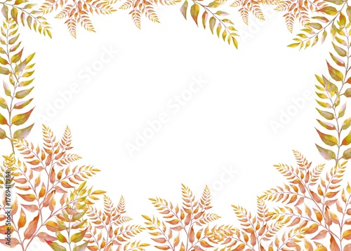 Yellow autumn leaves frame seasonal background illustration
