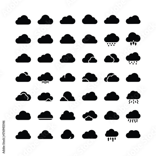 Collection of black cloud icons