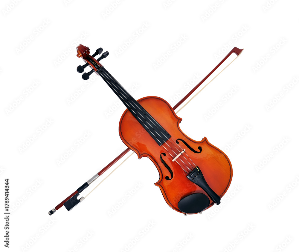 Fototapeta premium Wood violin and bow