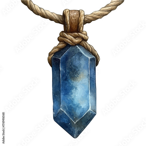 Kyanite Pendant, watercolor clipart vector, isolated on a white background.