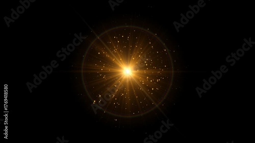sun light flare golden dust glitter shining stars alpha channel animation, new year and christmas,isolated social media motion design element	