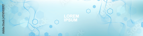 Health care or medical abstract background with hexagons, lines and dots. Scientific innovation banner template concept. Biology and pharmaceutical technology background. illustration.