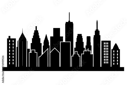 Cityscape Silhouette Vector Icons Bundle Isolated on White Background