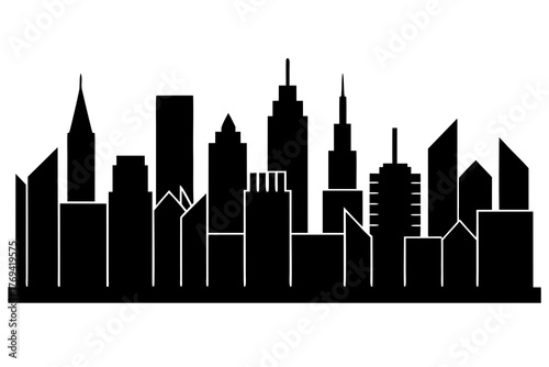 Cityscape Silhouette Vector Icons Bundle Isolated on White Background